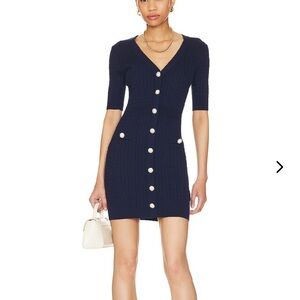 Navy Blue Button-Down Sweater Dress